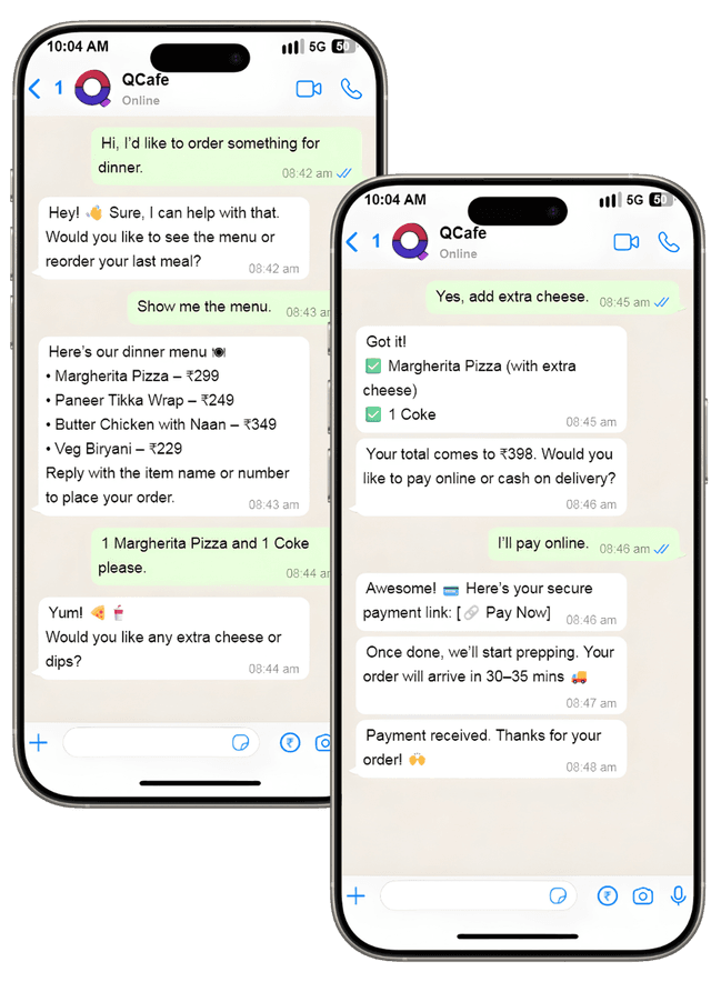 Woman using Quibble AI WhatsApp Agent